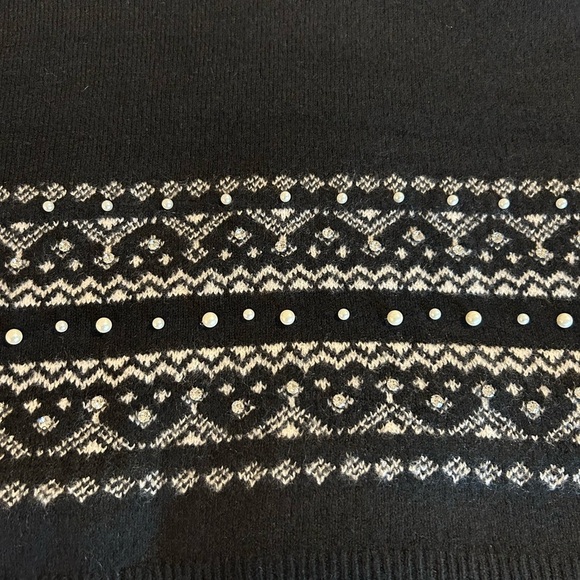 CeCe Women’s Black Sweater with White Pattern Pearl Accents Size 2X $79 - Picture 6 of 7